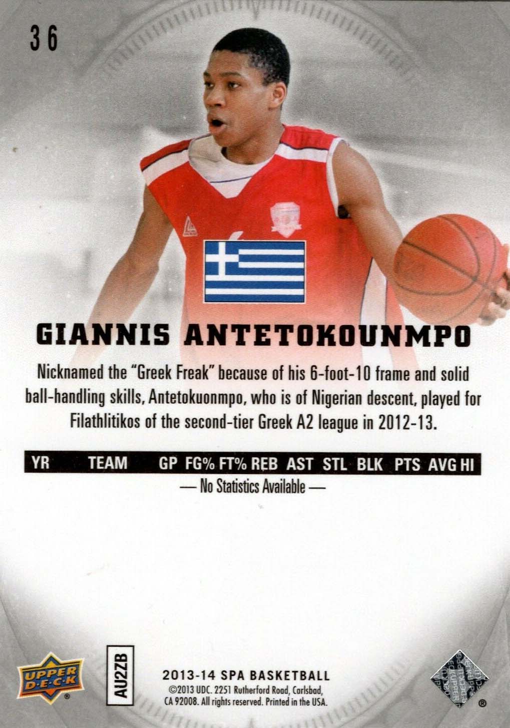 Giannis Antetokounmpo 2013-14 SP Authentic Rookie Autograph Card