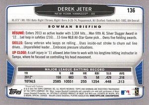 New York Yankees 2013 Bowman 10 Card Team Set with Derek Jeter, Mariano Rivera, Robinson Cano+