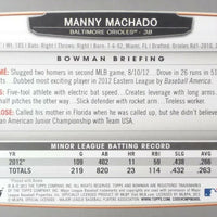 Baltimore Orioles 2013 Bowman Team Set with Manny Machado Rookie Card 215 Plus