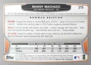 Baltimore Orioles 2013 Bowman Team Set with Manny Machado Rookie Card 215 Plus