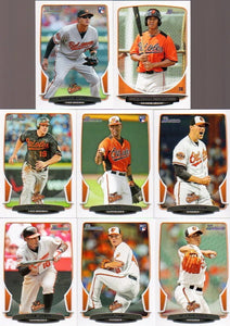 Baltimore Orioles 2013 Bowman Team Set with Manny Machado Rookie Card 215 Plus