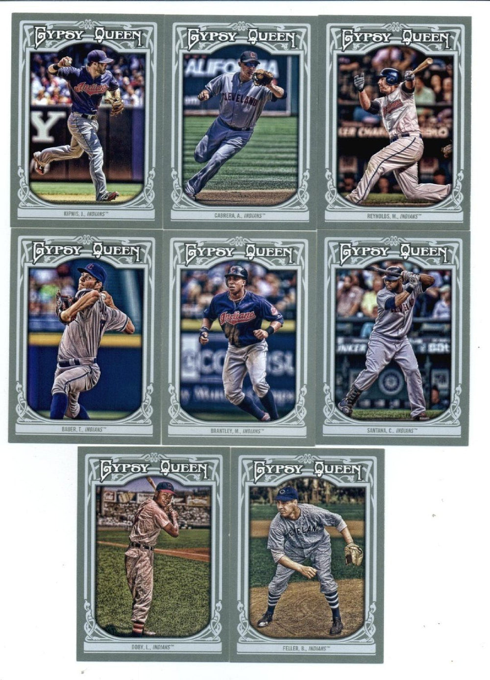 Cleveland Indians 2013 Topps GYPSY QUEEN Team Set with Carlos Santana and Bob Feller Plus