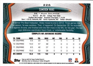 Miami Dolphins 2013 Topps Team Set with Ryan Tannehill and Cameron Wake Plus