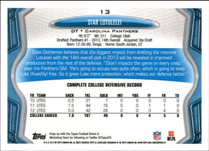 Carolina Panthers 2013 Topps Team Set with Cam Newton and Star Lotulelei Rookie Card #13 Plus