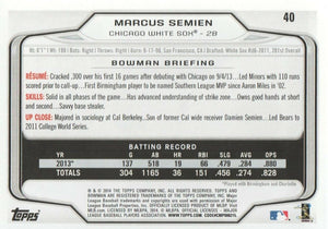 Chicago White Sox 2014 Bowman Team Set with Chris Sale and Marcus Semien Rookie Card #40 Plus