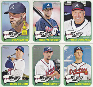Atlanta Braves 2014 Topps HERITAGE Series Complete Basic 15 Card Team Set with Justin Upton, Jason Heyward, Evan Gattis+