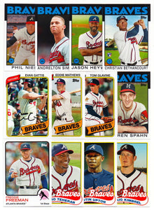 Atlanta Braves 2014 Topps ARCHIVES Series 12 Card Team Set with Freddie Freeman, Tom Glavine, Warren Spahn+