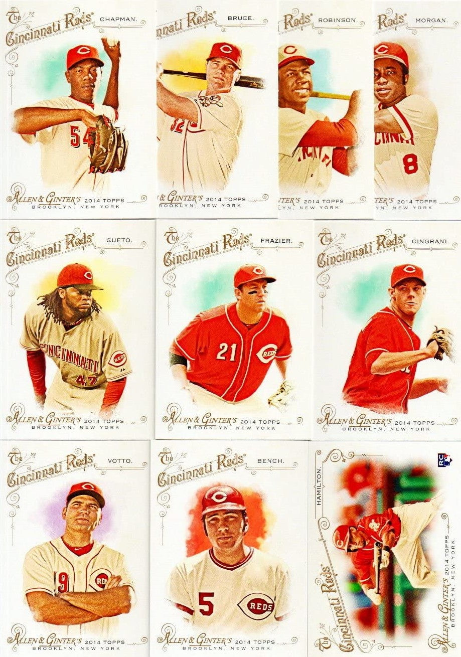 Cincinnati Reds 2014 Topps Allen and Ginter Series Basic 10 Card Team Set with Aroldis Chapman and Johnny Bench Plus