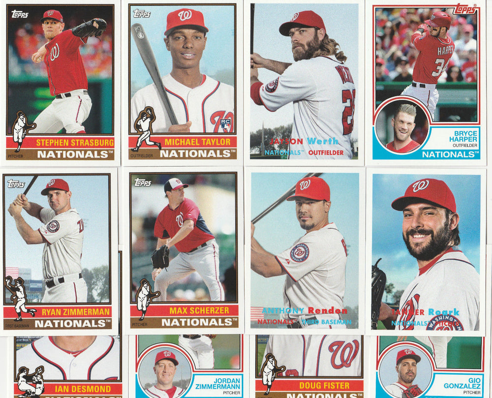 Washington Nationals 2015 Topps ARCHIVES Series 12 Card Team Set with Bryce Harper and Max Scherzer Plus