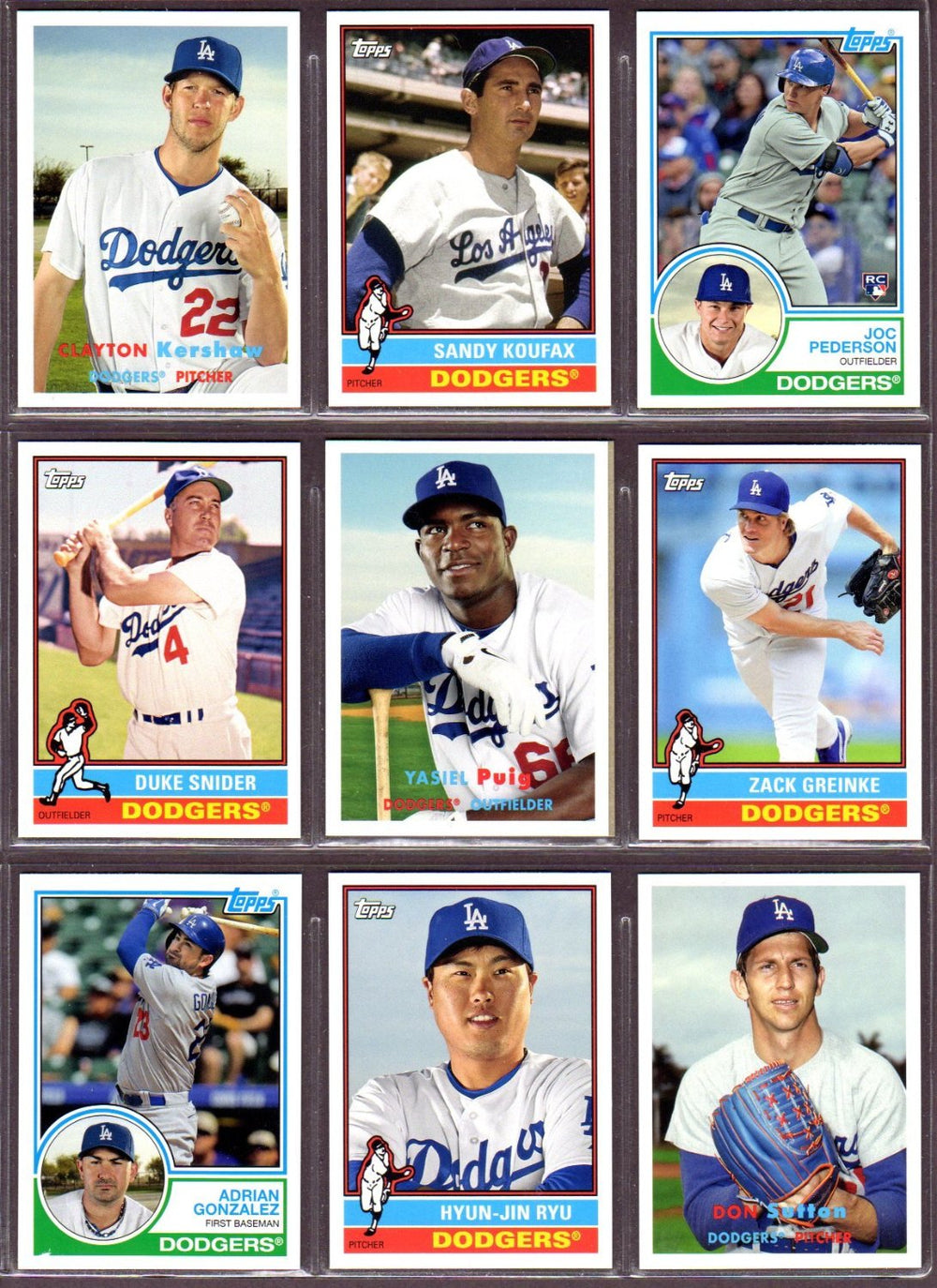 Los Angeles Dodgers 2015 Topps ARCHIVES Series Team Set with Sandy Koufax and Clayton Kershaw Plus