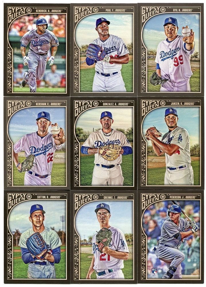 Los Angeles Dodgers 2015 Topps GYPSY QUEEN Series Basic 9 Card Team Set with Yasiel Puig, Clayton Kershaw plus