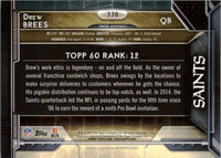 New Orleans Saints 2015 Topps Complete 14 Card Team Set with Multiple Drew Brees cards plus others
