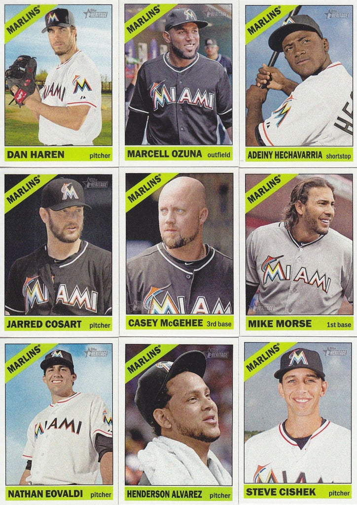 Miami Marlins 2015 Topps HERITAGE Series Complete Basic 13 Card Team S