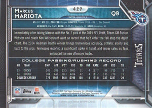 Tennessee Titans 2015 Topps Team Set with Marcus Mariota Rookie Card #429 Plus