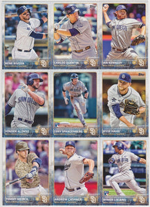 San Diego Padres 2015 Topps Complete 22 card Team Set with Cory Spangenberg Rookie Card Plus