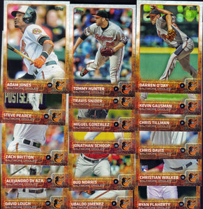 Baltimore Orioles 2015 Topps Complete 23 Card Team Set with Manny Machado and Adam Jones Plus