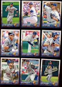 Detroit Tigers 2015 Topps Complete Series One and Two Regular Issue 23 card Team Set with Miguel Cabrera, Justin Verlander+