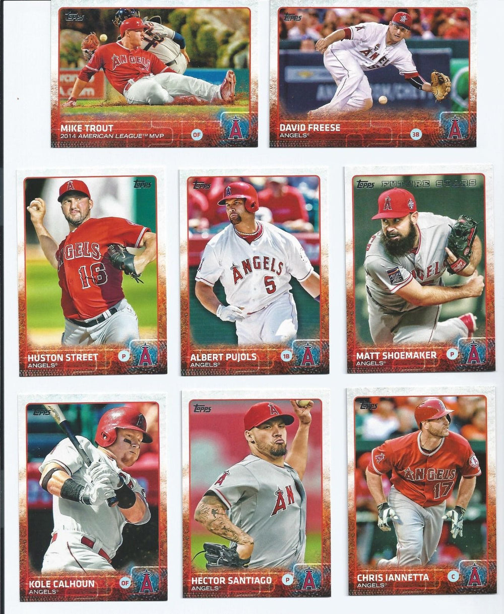 Los Angeles Angels 2015 Topps Complete 19 Card Team Set with 2 Mike Trout Cards Plus