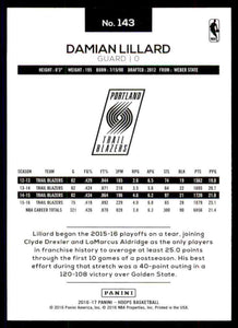 Damian Lillard 2016 2017 Hoops Series Mint Card #143