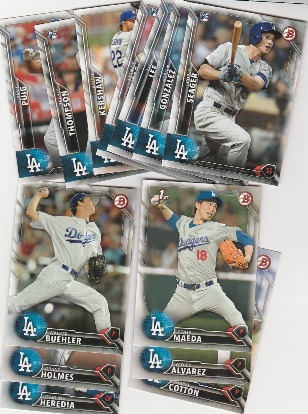 Los Angeles Dodgers 2016 Bowman Team Set with Prospects including Corey Seager Rookie Card Plus