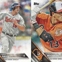 Baltimore Orioles 2016 Topps Complete 24 Card Team Set with Manny Machado and Adam Jones Plus