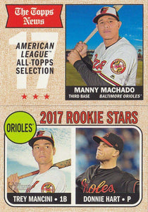 Baltimore Orioles 2017 Topps HERITAGE Team Set with Manny Machado and Trey Mancini Rookie Stars Plus