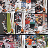 Baltimore Orioles 2017 Topps Complete 24 Card Team Set with Trey Mancini Rookie Card 536 Plus
