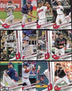 Cleveland Indians 2017 Topps Complete 24 card Team Set with Francisco Lindor and Carlos Santana Plus