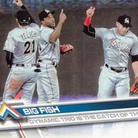 Miami Marlins 2017 Topps Complete Series One and Two Regular Issue 21 Card Team Set with Giancarlo Stanton, Ichiro Suzuki, Christian Yelich plus