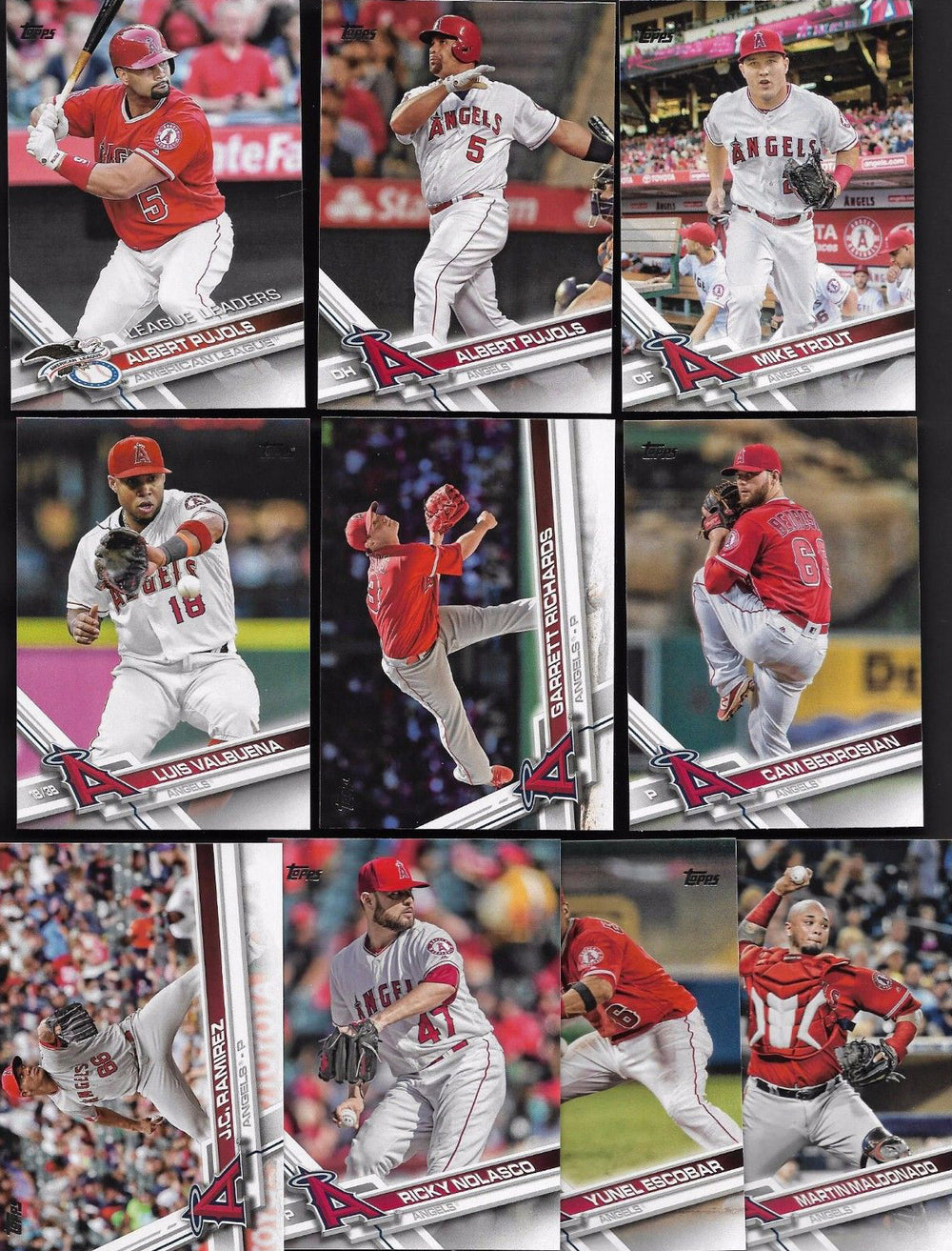 Los Angeles Angels 2017 Topps 21 Card Team Set with Mike Trout and Albert Pujols Plus