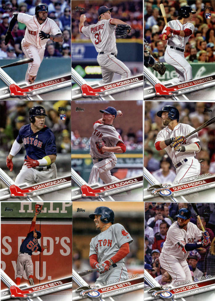 Boston Red Sox 2017 Topps Complete 26 Card Team Set with Andrew Benintendi Rookie card