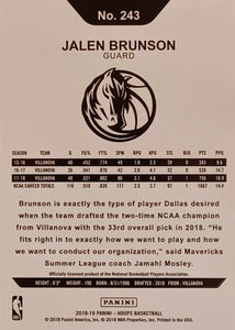 Jalen Brunson 2018 2019 NBA Hoops Series Mint ROOKIE Card #243