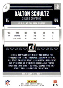 Dallas Cowboys 2018 Donruss Factory Sealed Team Set featuring Dalton Schultz Rookie Card #387