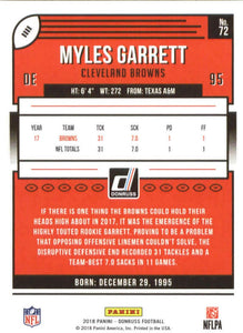 Myles Garrett 2018 Donruss Mint 2nd Year Card #72