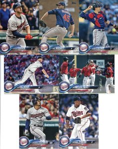 Minnesota Twins 2018 Topps Complete Series One and Two Regular Issue 25 card Team Set with Joe Mauer, Byron Buxton, Miguel Sano plus