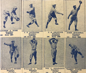 1925 Brooklyn Dodgers W504 Universal Strip 16 Card Reprint Set