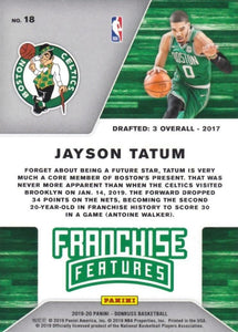 Jayson Tatum 2019 2020 Panini Donruss Franchise Features Series Mint Card #18