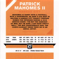 Patrick Mahomes II 2019 Donruss OPTIC Series Mint 3rd Year Card #1