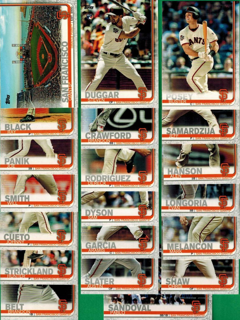 San Francisco Giants 2022 Topps Opening Day 9 Card Team Set with Buste