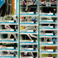 Miami Marlins 2019 Topps Complete Series One and Two Regular Issue 21 Card Team Set with Miguel Rojas and Brian Anderson plus