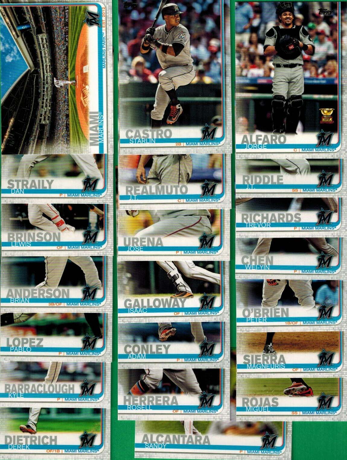  2019 Topps Series 2 Baseball Miami Marlins Team Set of