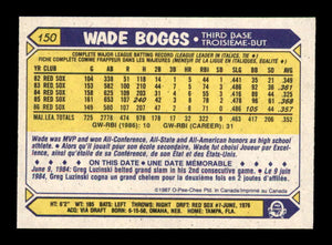 Wade Boggs 1987 O-Pee-Chee Series Mint Card #150