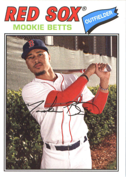 2017 Topps Heritage 428a Mookie Betts SP (a) - Sportsnut Cards