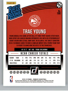 Trae Young 2018 2019 Panini Donruss Rated Rookie Series Mint Rookie Card #198