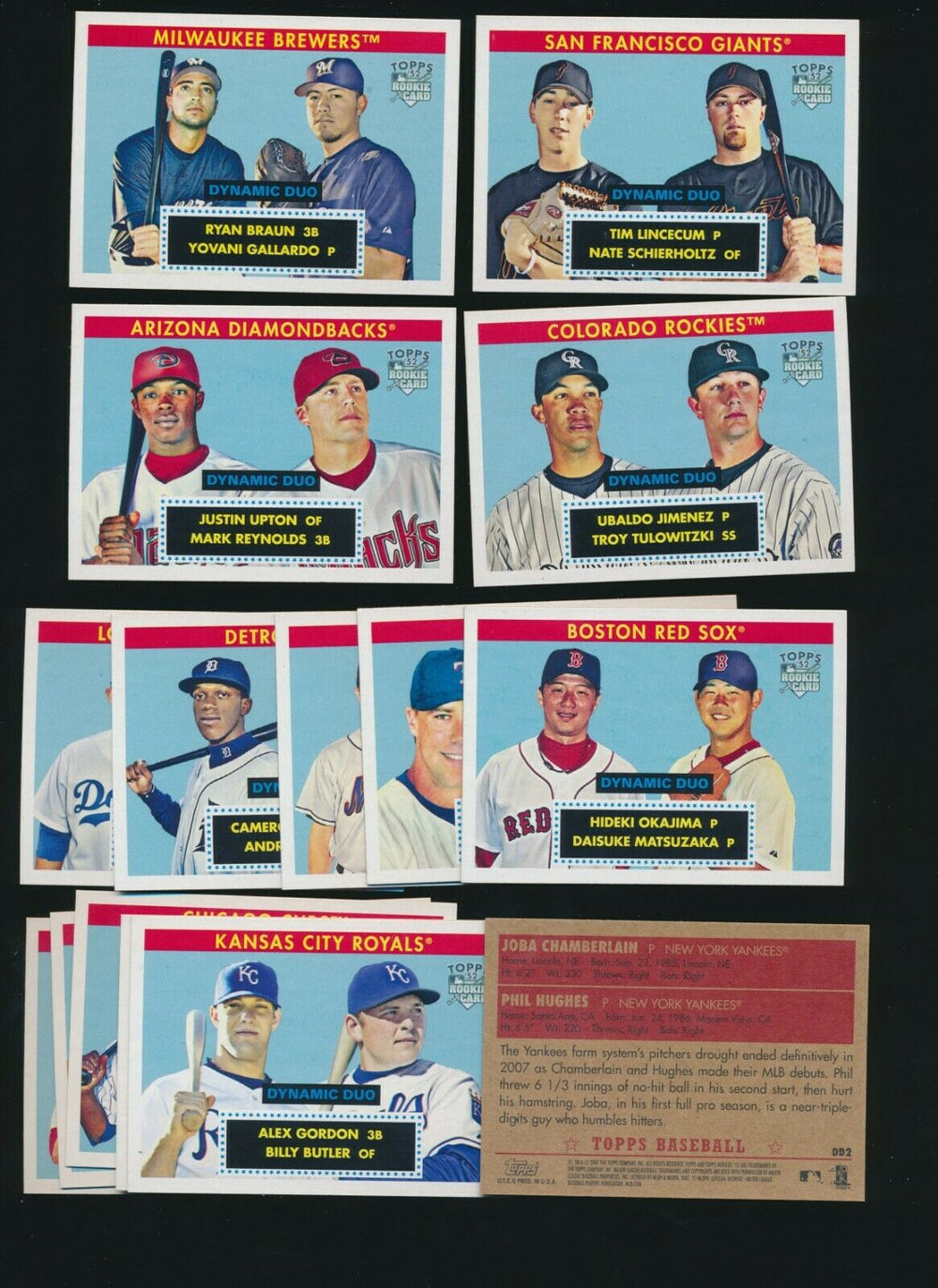 2007 Topps 52 Debut Dynamic Duo Complete Insert Set w/ Braun, Lincecum, J.Upton RC's