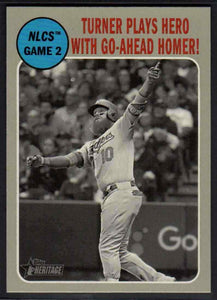 Justin Turner 2019 Topps Heritage Plays Hero With Go-Ahead Homer! Series Mint Card #195