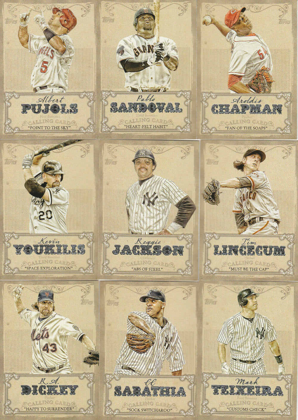 2013 Topps Calling Card Series Complete Mint Insert Set with Stars and Hall of Famers!