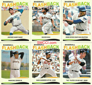 2013 Topps Heritage Baseball Flashbacks Insert Set with Koufax, Aaron, Mays+