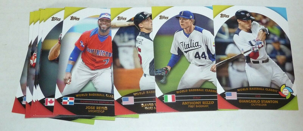 2013 Topps World Baseball Classic Series Complete Mint Insert Set with Cabrera, Votto, wright, Mauer+