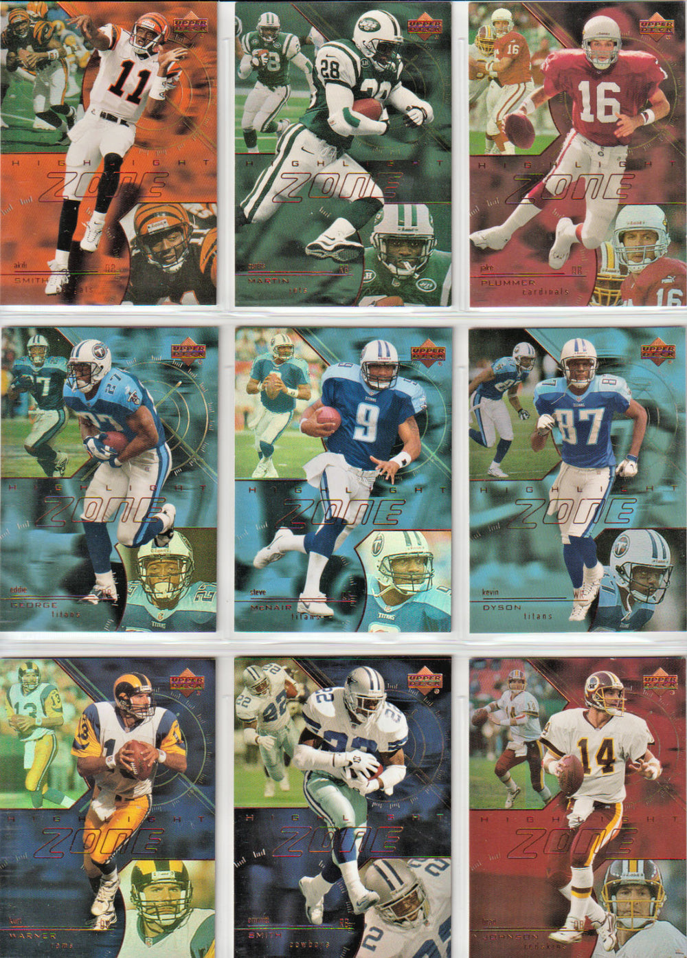 2000 Upper Deck Highlight Zone Insert Set with Emmitt Smith Plus